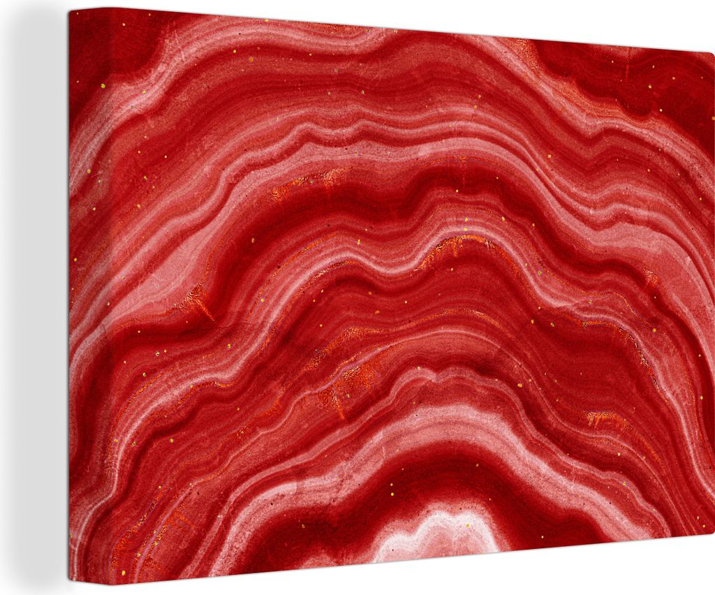 OneMillionCanvasses - Leinwandbilder - 150x100 cm, Achat - Rot - Edelstein - Abstrakt, Wandbilder Kunstdruck Wanddekoration - Foto auf Leinwand -...