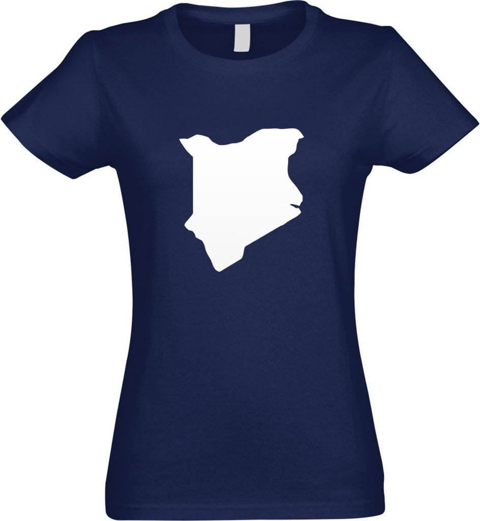 Kiwistar - T-Shirt tailliert - Damen - Navy - Kenia Umriss Kontur - mit Motiv Bedruckt - Funshirt Design - Sport - Freizeit - Damen - S