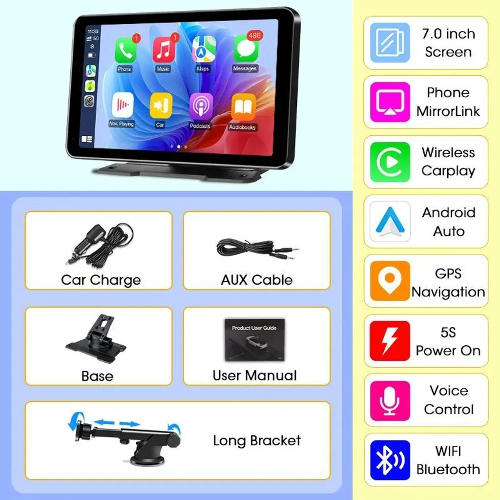 Lecteur Vidéo CarPlay sans fil : Solution Android Auto avec Support