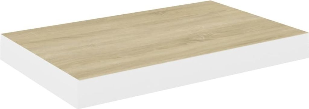 Schweberegal Eichen-Optik und Weiß 50x23x3,8 cm MDF