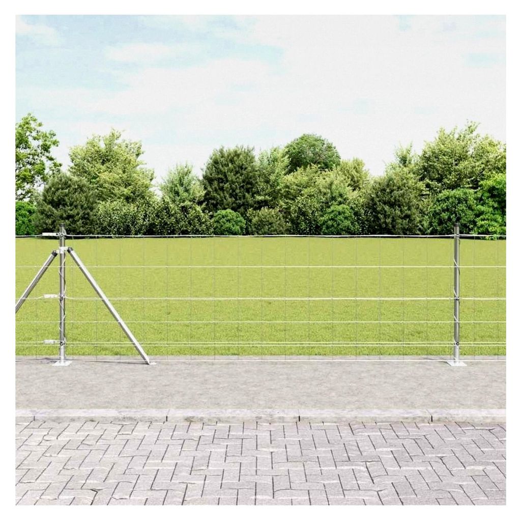 Galvanisierter Zaunpfosten 100 x 0,8 m aus Stahl für Gartenzaun, Hundezaun, Weidezaun, Hühnerzaun und Gartennetz mit Maschenweite 15 cm (6 Drähte)