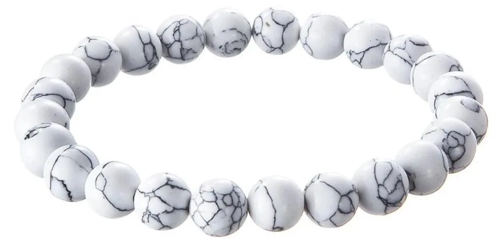 Bracelet Howlite blanche 43056.3 perles rondes finitions artisanales