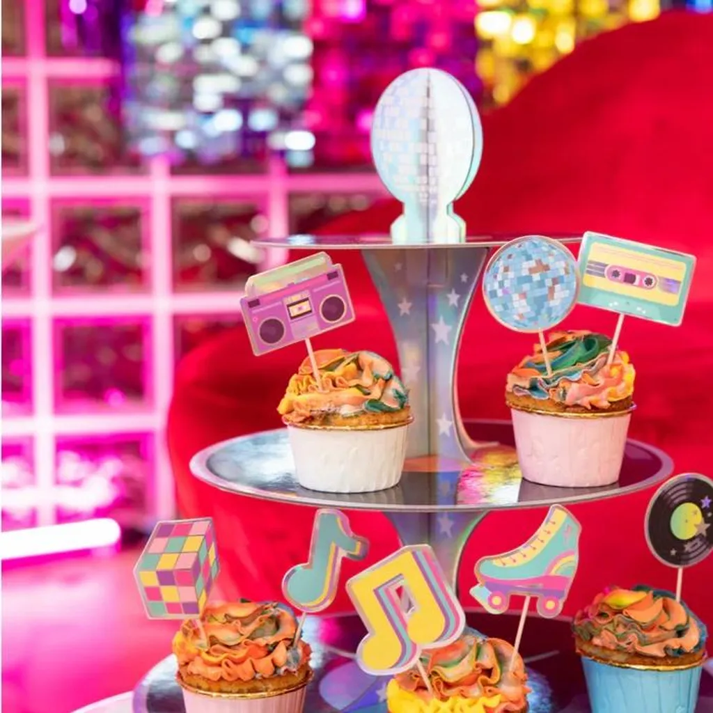 Supporto per muffin cupcakes biscotti retro disco 80s party - 5