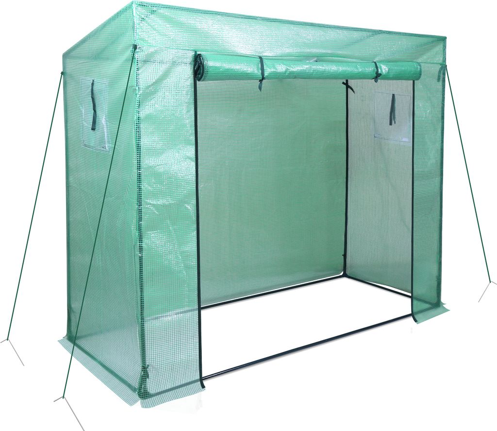 Aopunly Foliengewächshaus Gewächshaus für Tomaten 200 x 80 x 173/143cm (LxBxH) , mit Gitternetzfolie und Fernster für Garten zur Aufzucht, Schr...