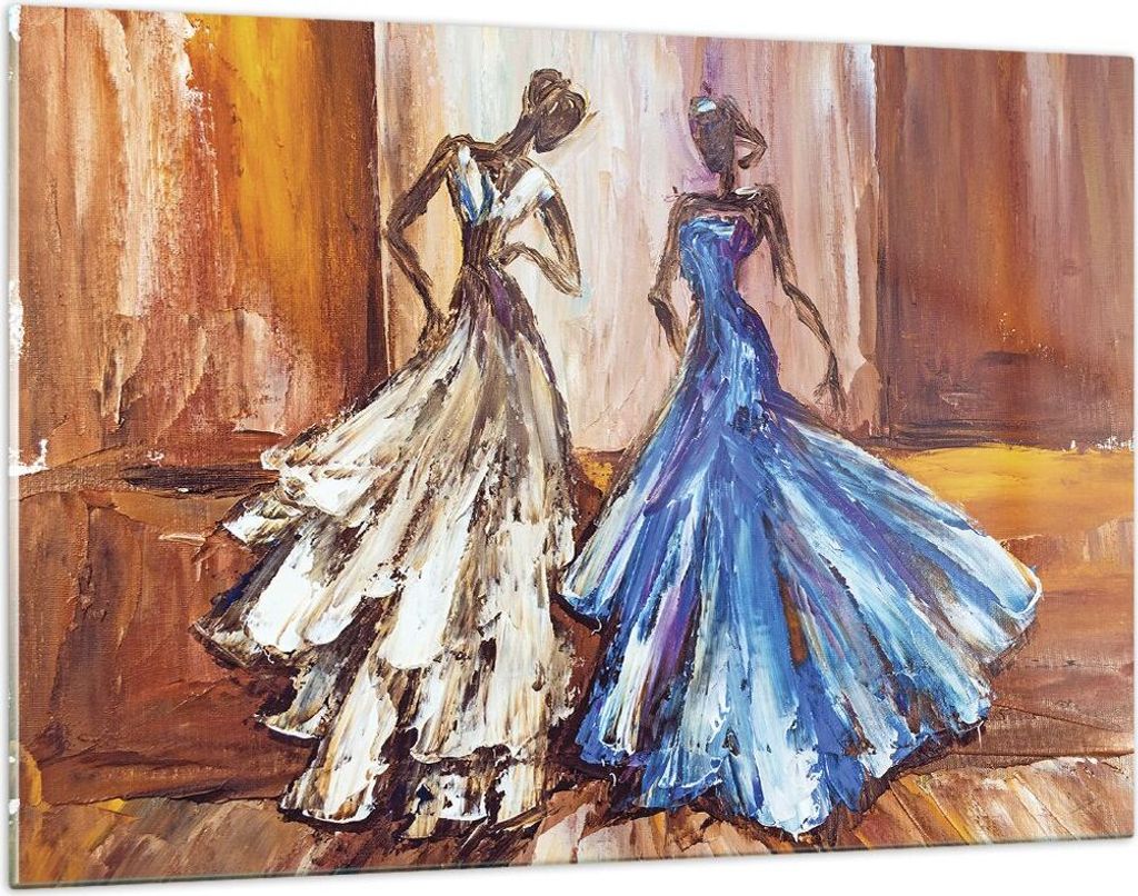 Bilder auf glas - Einteilig - Frauen Kleider Öl - 120x80cm - Glasbilder - Wandbilder - Bilder - zum Aufhängen bereit - Wanddekoration aus Glas - ...