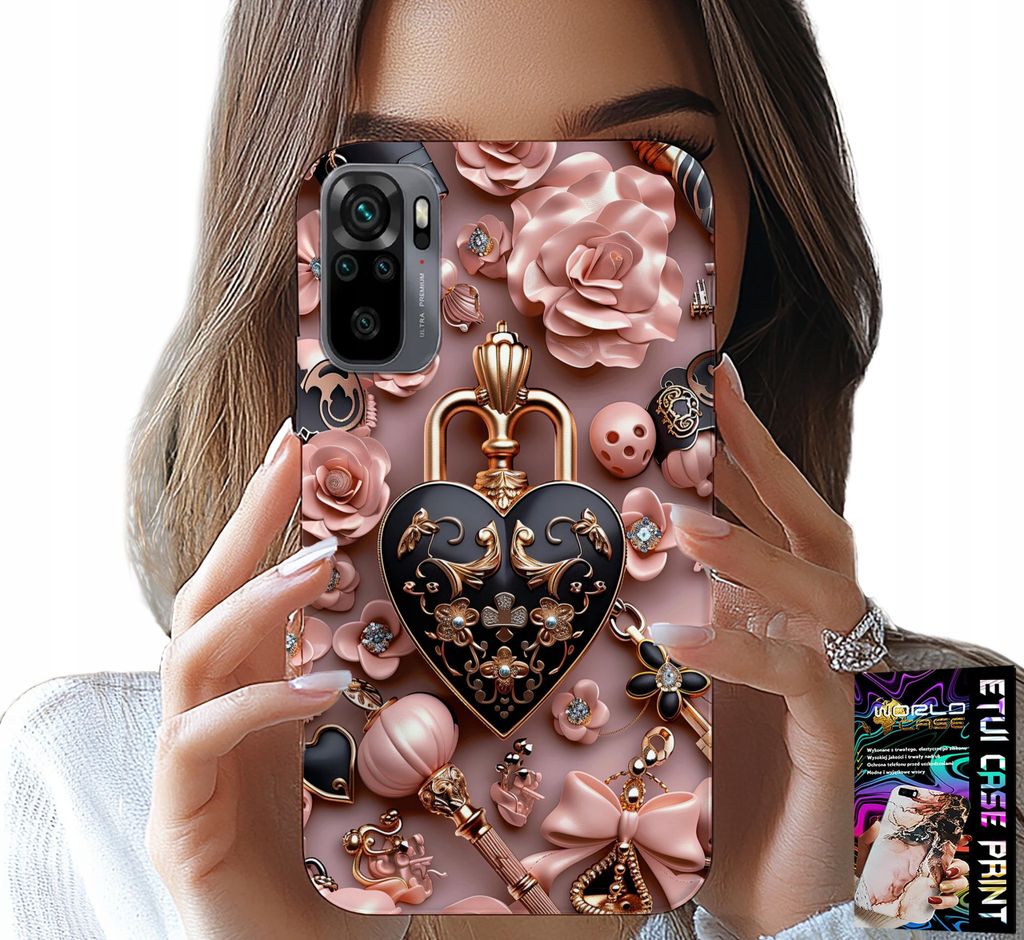 Fall Für Xiaomi Note 10 / 10S - Feminine Designs Vorhängeschloss Herz Fall + Glas