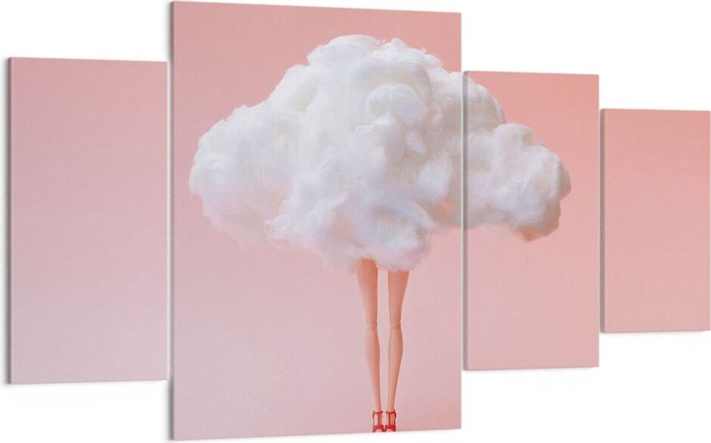 Bild auf Leinwand - Leinwandbild - 4 Teile - Wolke Beine Surrealismus - 160x90cm - Wand Bild - Wanddeko - Wandbilder - Leinwanddruck - Bilder - Wan...