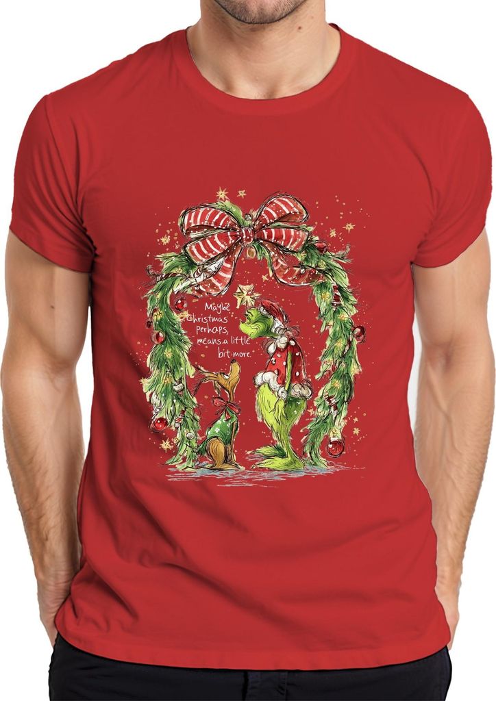 Grinch Maybe Christmas means a little bit more lustig Geschenk Herren T-Shirt, Rot, XXL