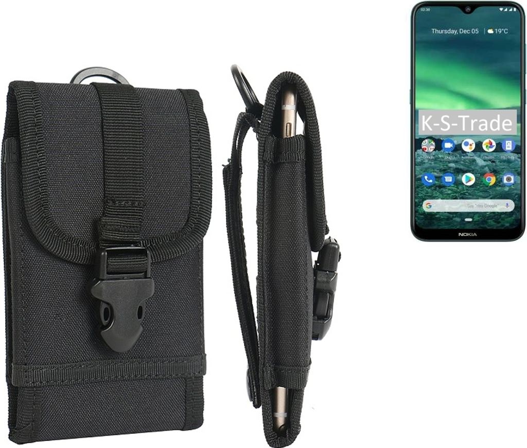 K-S-Trade Holster Handy Hülle kompatibel mit Nokia 2.3 Holster Handytasche Gürtel Tasche Schutz Hülle Robust Outdoor schwarz