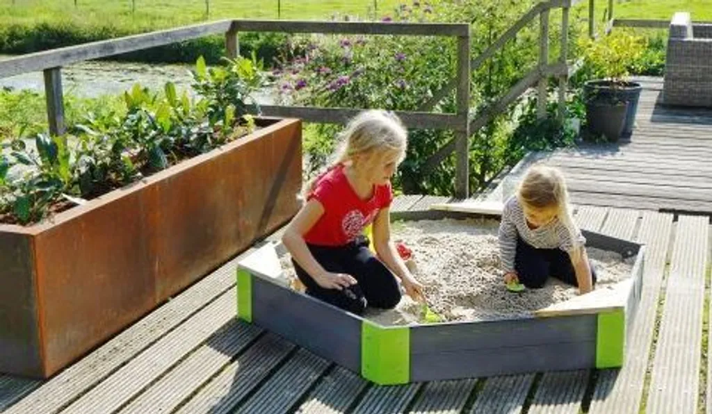 Bac à Sable Hexagonal en Bois EXIT Aksent 160x140 cm pour Enfant - 8