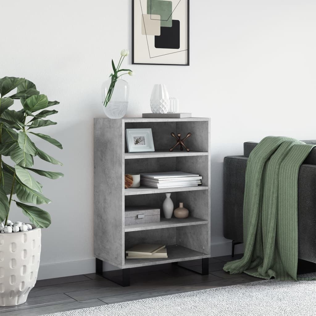 The Living Store Highboard Betongrau 57x35x90 cm Holzwerkstoff