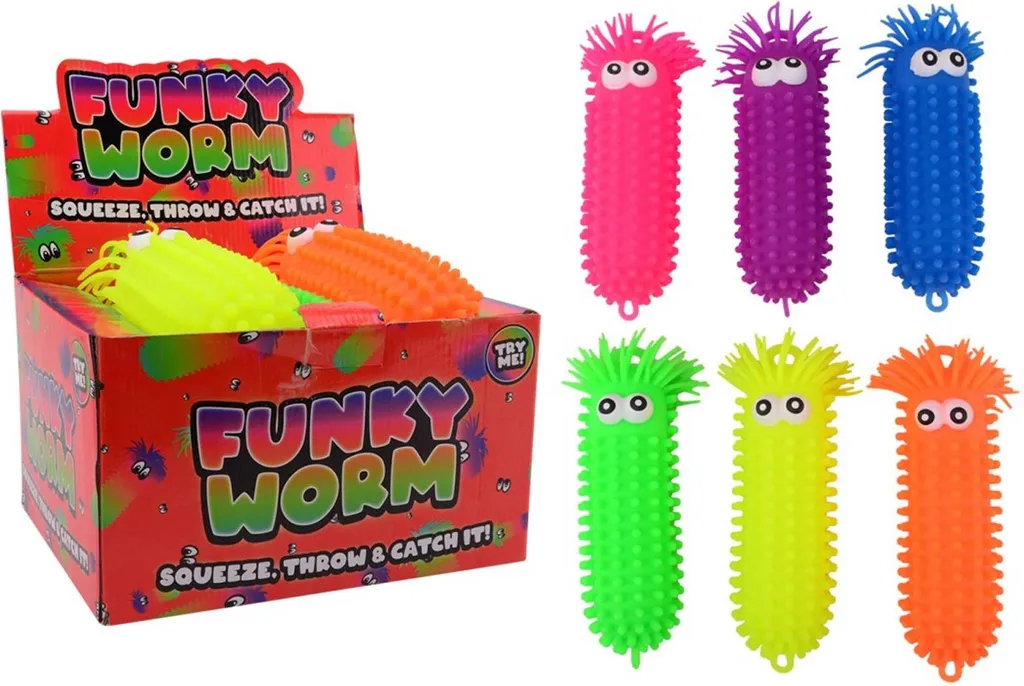Jouet Ver Duveteux 28cm à Grands Yeux - Texture Douce et Design Fun