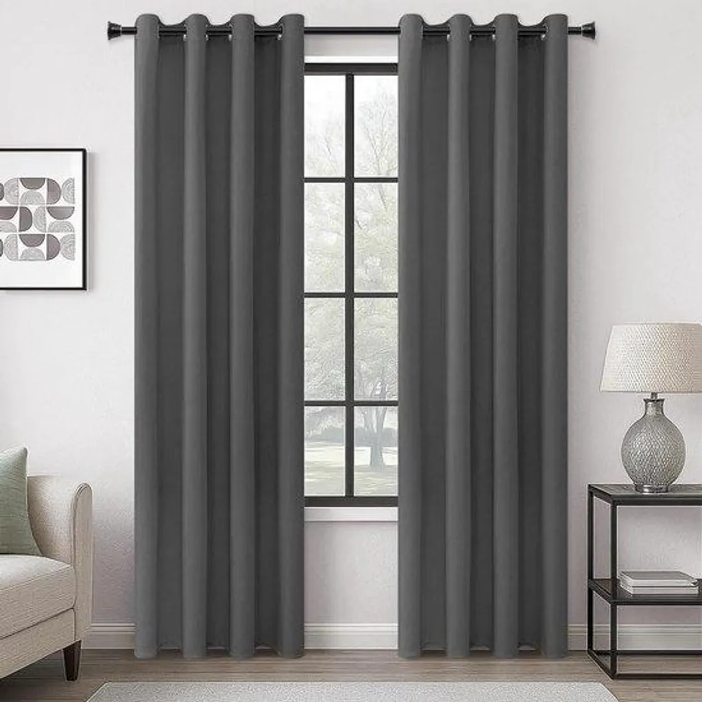 Rideaux occultants thermiques gris foncé 140 x 225 cm pour chambre