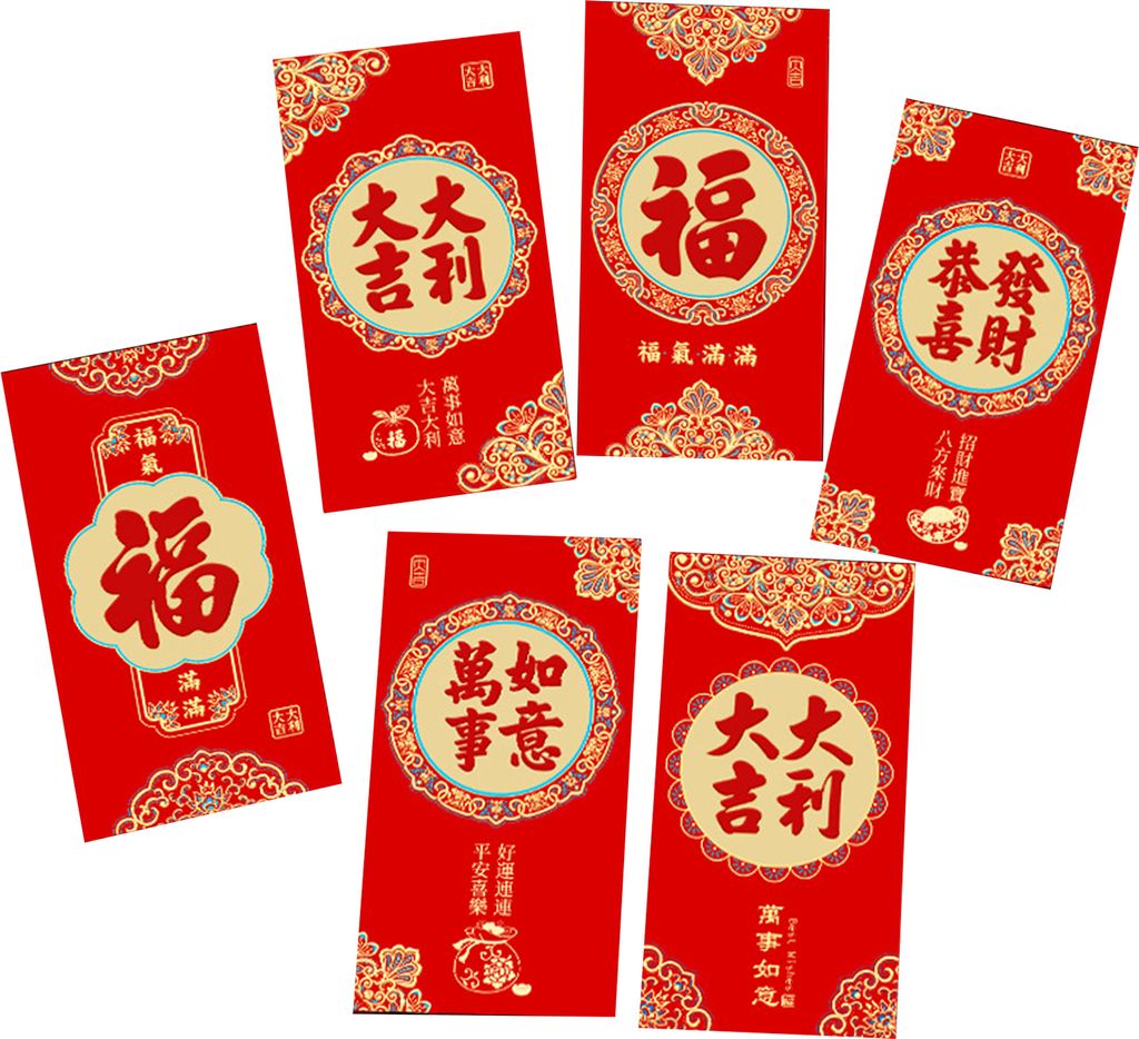 6 Stück rote Umschläge, rote Päckchen zum chinesischen Neujahr 2025, Schlangenmotiv, Glücksgeldpakete für die Feier des Frühlingsfestes
