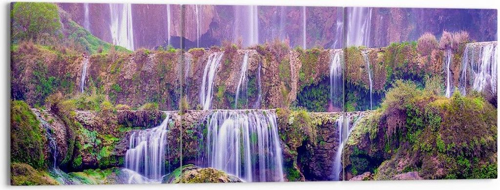 Bild auf Leinwand - Leinwandbild - Wasserfall Natur - 150x50cm - Wand Bild - Wanddeko - Wandbilder - Leinwanddruck - Bilder - Kunstdruck - Wanddeko...
