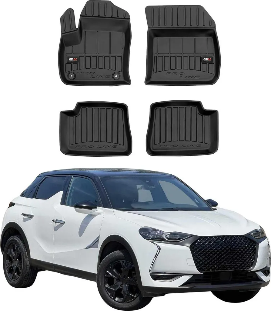 2018-2025 DS 3 Crossback E-Tense tappetini TPE nero 4 pz