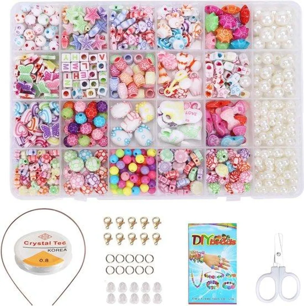 Kit perles enfant 500 pièces anti-ennui pour bricolage facile et ludique