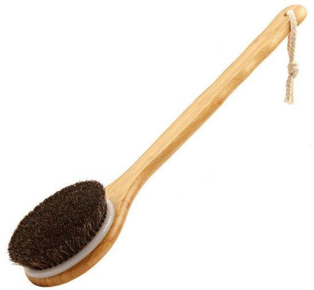 Bambus-Hautpeeling-Bürste 40cm - Entspannende Exfolierende Massage-Badborstel - Hautreinigende Naturborstel - Förderung der Durchblutung und Anti...