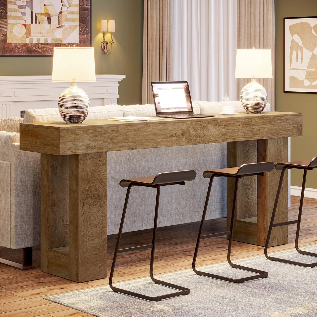 Tribesigns Tavolino 160 cm Rustico | Consolle Dietro Divano in Legno