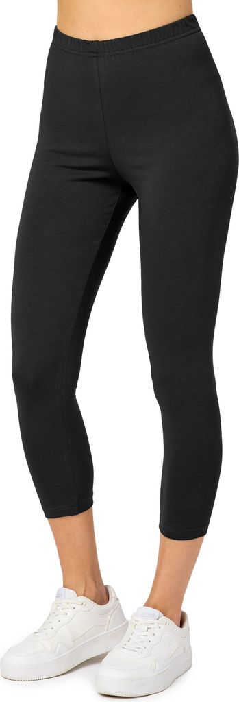 Merry Style Damen 3/4 Leggings aus Baumwolle MS10-199 (Schwarz, XS)