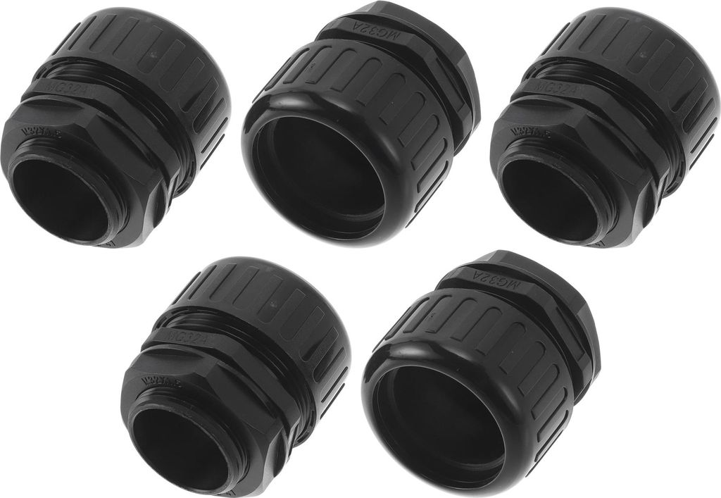 M32x1,5 Kabelverschraubungen 34,5 mm / 1,36" Wellrohr Wasserdicht Zugfest Verbindung Geradedurch PA6 Nylon Schwarz 5 Stück