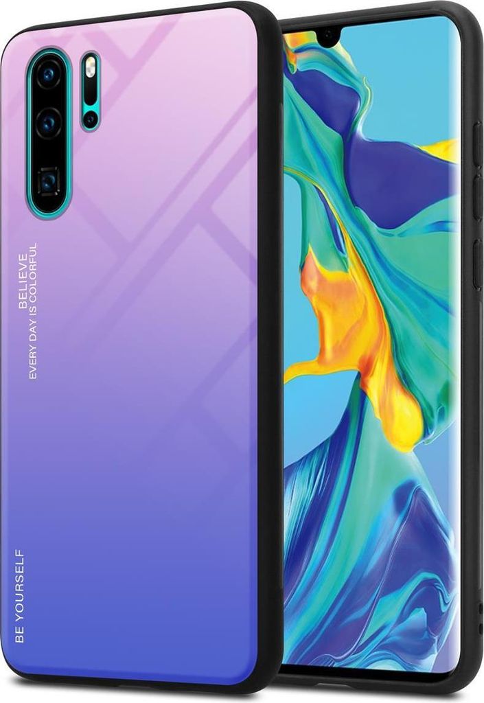 Cadorabo Hülle für Huawei P30 PRO Schutz Hülle in Schwarz Handyhülle TPU Etui Cover Case Tempered Glas