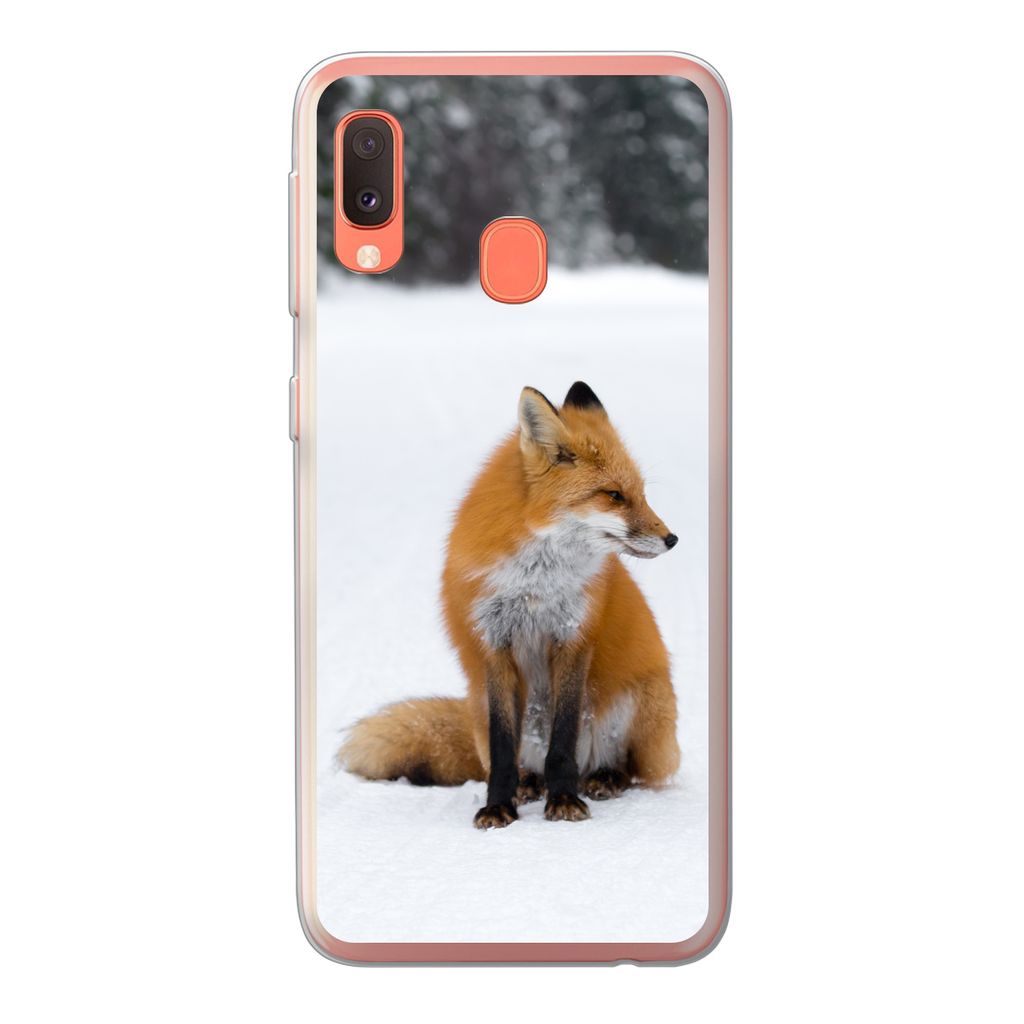 MuchoWow Handyhülle Schutzhülle Hülle für Samsung Galaxy A20e Fuchs - Schnee - Winter Silikon Softcase Handy Hülle - Abdeckung