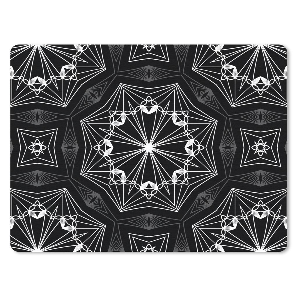 MuchoWow Mauspad Mousepad Blumen - Design - Schwarz - Weiß - Geometrie 40x30 cm - Mousepads - Maus Mat - Pad - Mausunterlage - Anti Rutsch