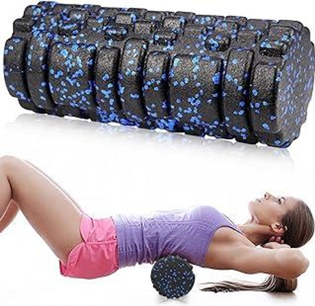 Faszienrolle Wirbelsäule Foam Massage Roller Schaumstoffrolle mit 3D-Texturmassage Massageroller für Rücken Fitness Muskelmassage Muscle Yoga Mu...