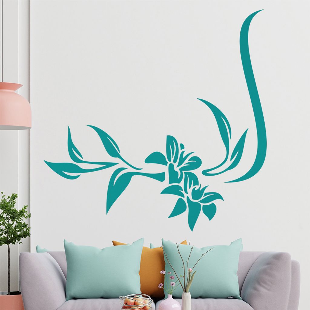 Blume - Linien Wandtattoo in 6 Größen - Wandaufkleber Wall Sticker - Dekoration, Küche, Wohnzimmer, Schlafzimmer, Badezimmer