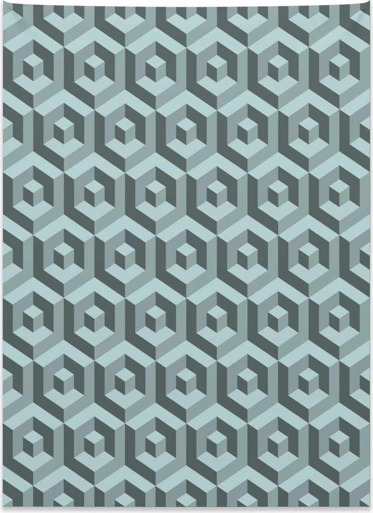 Abakuhaus Futuristisch Wandteppich, Labyrinth Digital Kubisch aus Weiches Mikrofaser Stoff Kein Verblassen Klare Farben Waschbar, 110 x 150 cm, Bla...