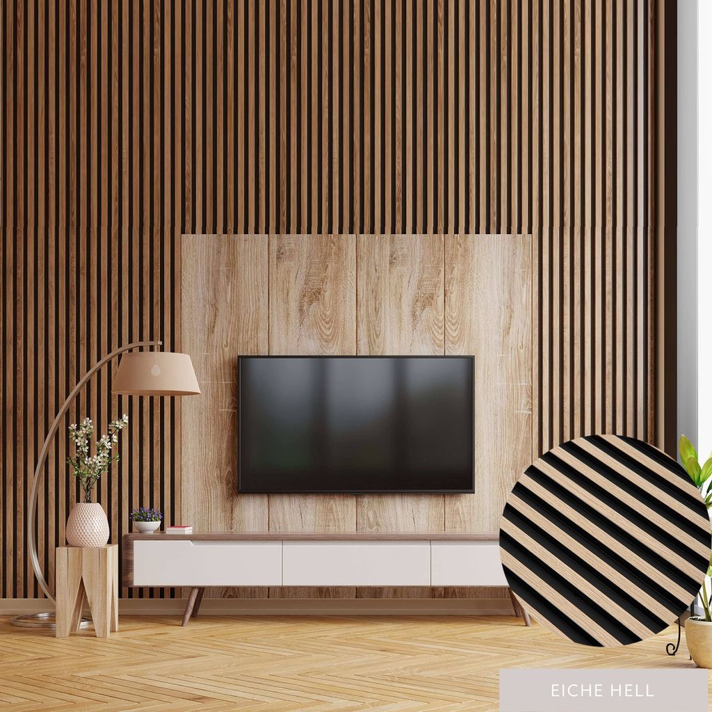 PROVISTON 3D Wandpaneel 120 x 2700 mm Paneele Holzoptik Polystyrol Eiche Hell In der Breite beliebig erweiterbar