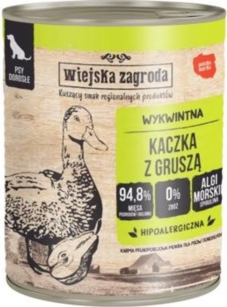 Nourriture Humide Chien Canard et Poire Wiejska Zagroda Recette de 800g