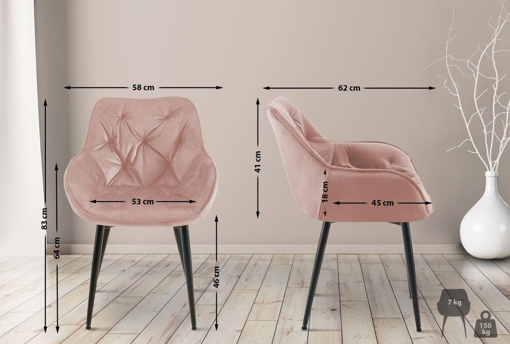 Stuhl Tanna Samt pink Produktbild 