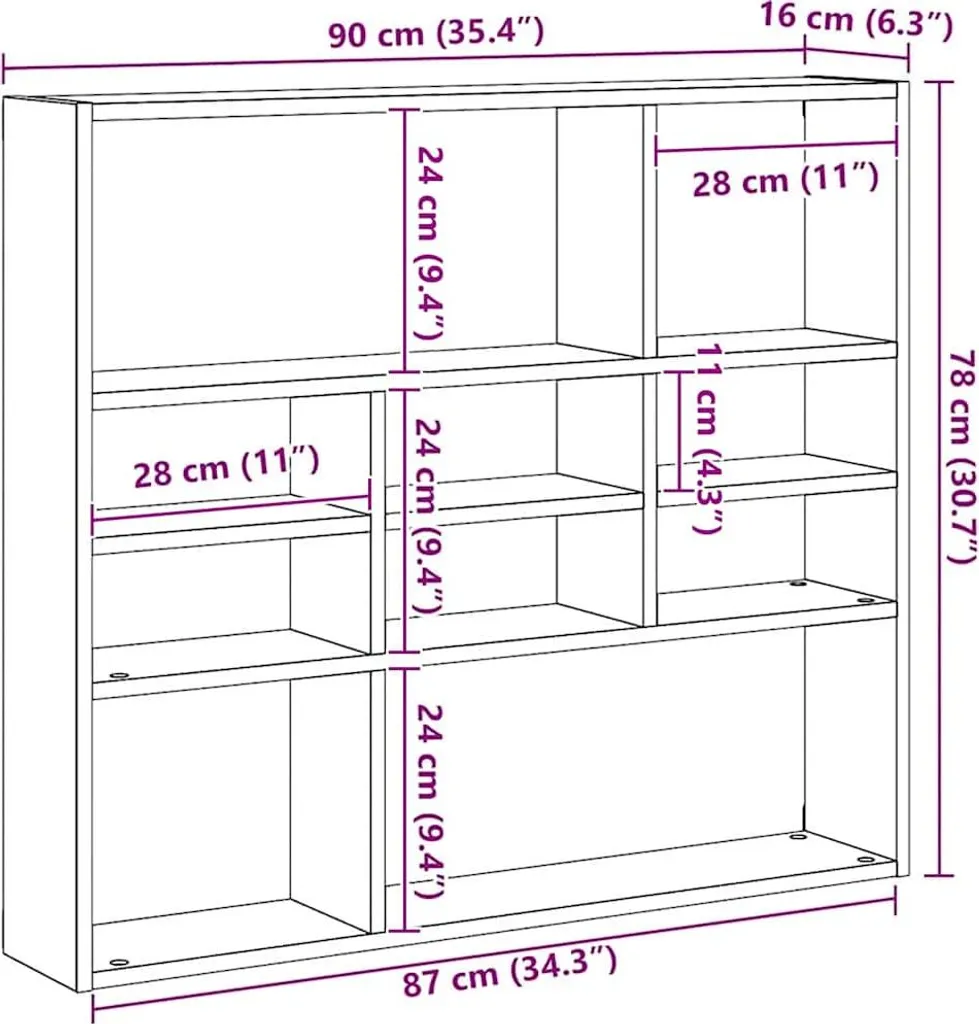 Étagère Murale Blanche 90 cm avec Multiples Compartiments de Rangement - 7