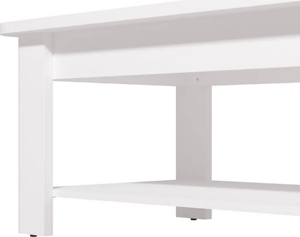 Table basse Pella 124x60x45 cm blanche avec compartiment de rangement - 9