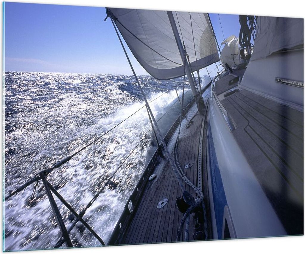 Bilder auf glas - Boot Ozean Reise Yacht - 100x70cm - Glasbilder - Wandbilder - Kunstdruck - zum Aufhängen bereit - Wanddekoration aus Glas - Glas...
