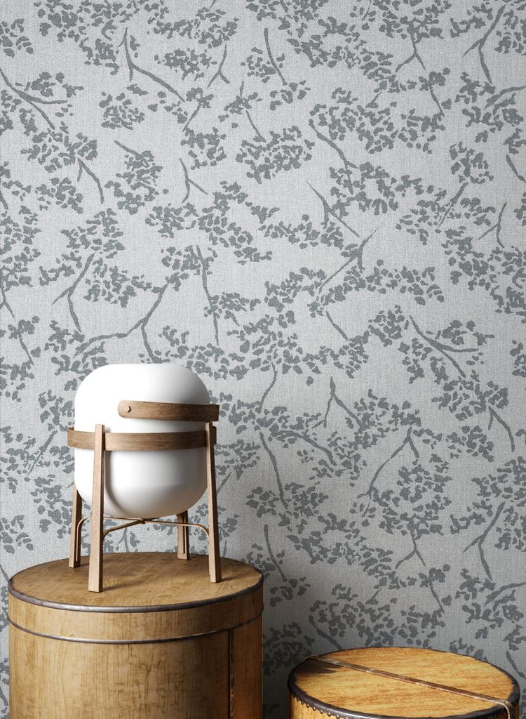 NEWROOM Tapete Grau Vliestapete Blumen - Blumentapete Produktbild 