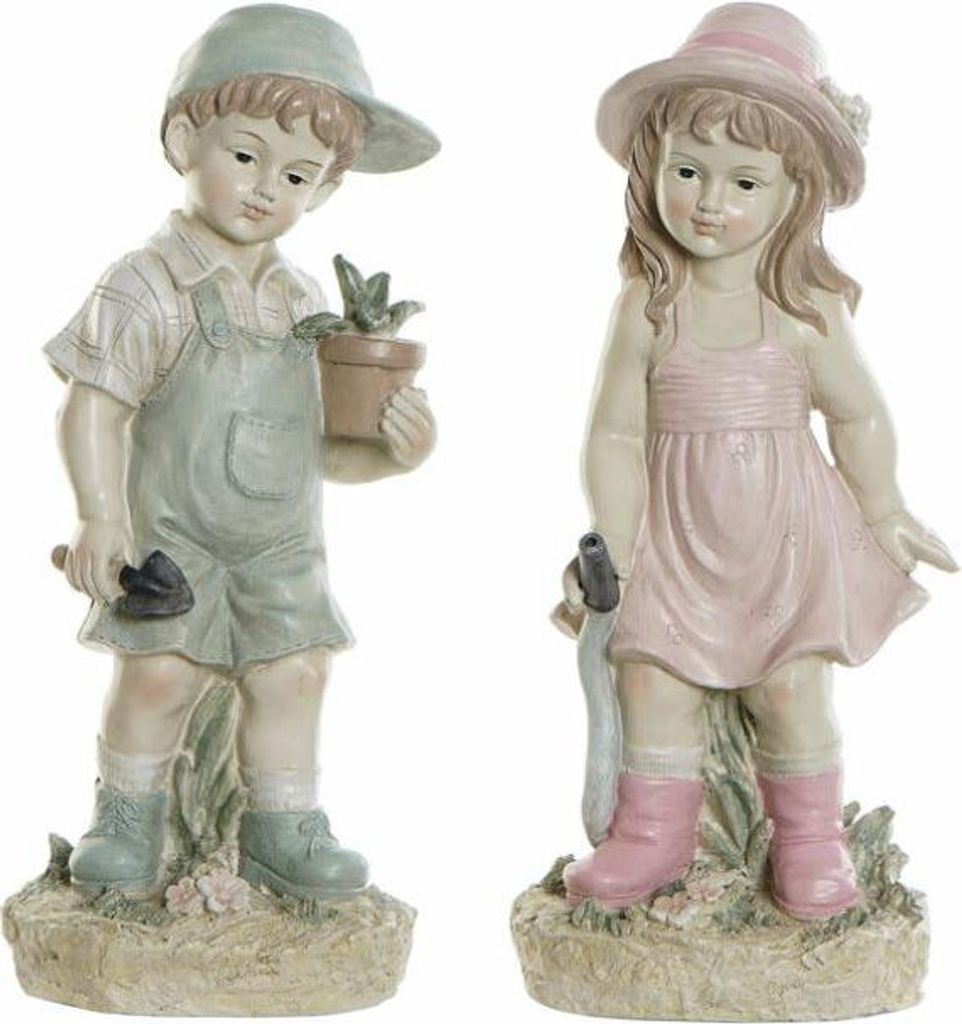Deko-Figur DKD Home Decor Blau Rosa Harz Kind (18 x 15 x 41 cm) (2 pcs)