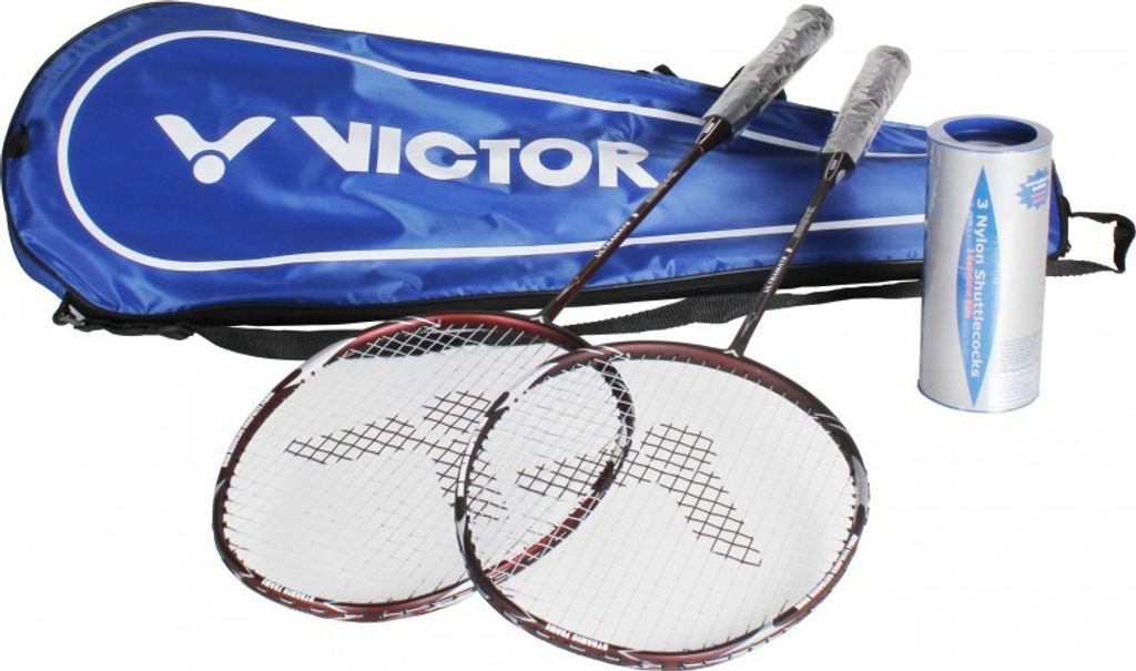 Victor Badminton Set Ultramate 8 | Badmintonset Badmintonschläger Badmintonbälle Badmintonhülle