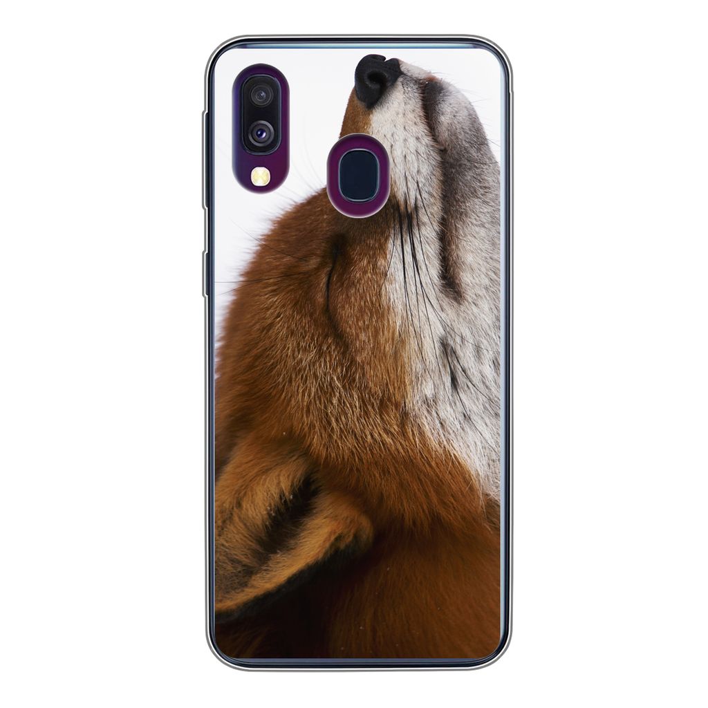 MuchoWow Handyhülle Schutzhülle Hülle für Samsung Galaxy A40 Fuchs - Nase - Weiß Silikon Softcase Handy Hülle - Handy-Tasche