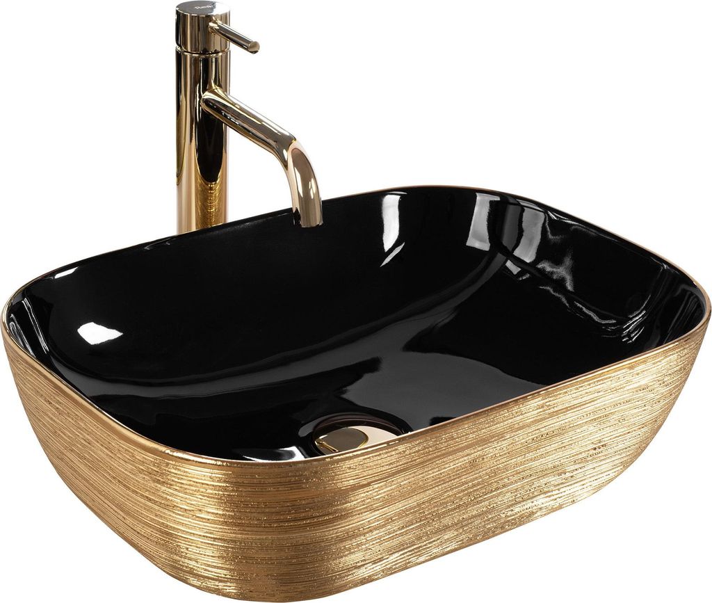 Lavabo da Appoggio Rea Belinda Black Brush Gold Immagine del prodotto 