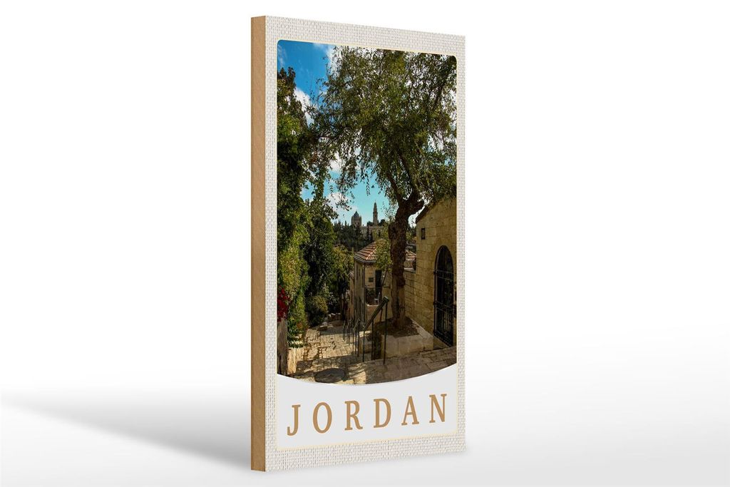 Holzschild Reise 20x30cm Jordan Urlaub Natur Bäume