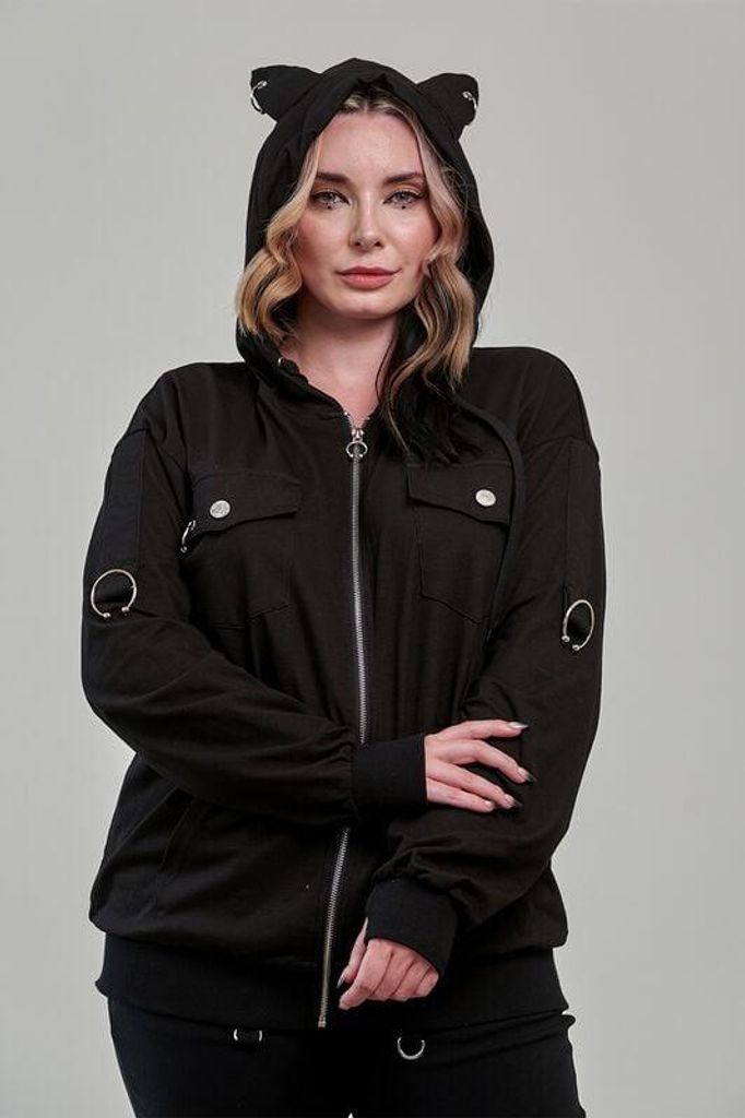 Banned Alternative Kapuzenpullover Damen NEO NOIR HOODIE schwarz XL