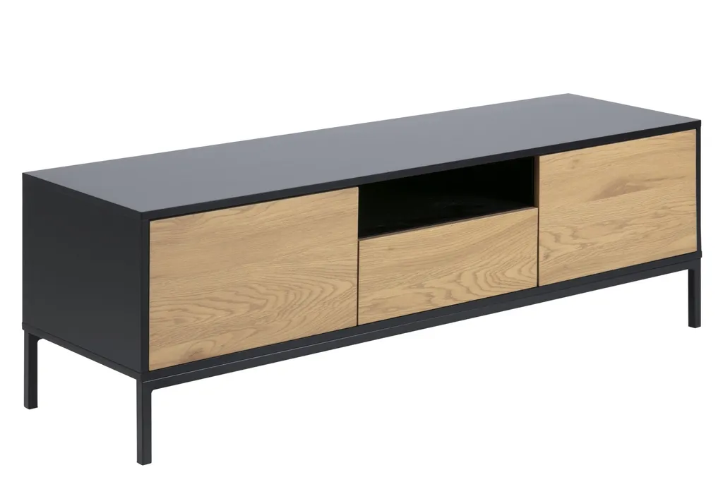 Petite table basse ronde Sea Table T noir et chêne pour votre salon