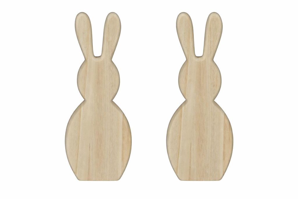 Holz Hase natur 2x Osterhase 12x4,5cm H30cm aus Paulowniaholz Dekofigur Natürliche Skulptur aus leichtem Holz schlichtem Design Ostern