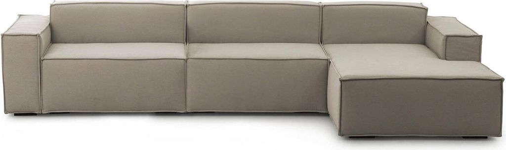 Festes Sofa Raffaella, Modulares 4-Sitzer-Sofa mit rechter Halbinsel, 100% Italy, Modernes Sofa aus Stoff, Cm 340x170h70, Turteltaube