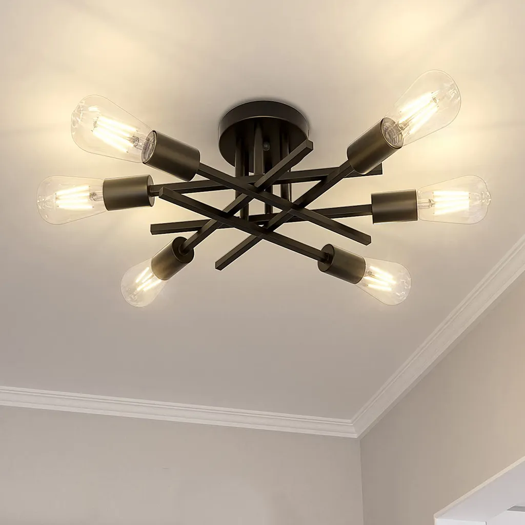Plafoniera 6 Fiamme E27 Industriale: Lampada Soffitto Metallo LED