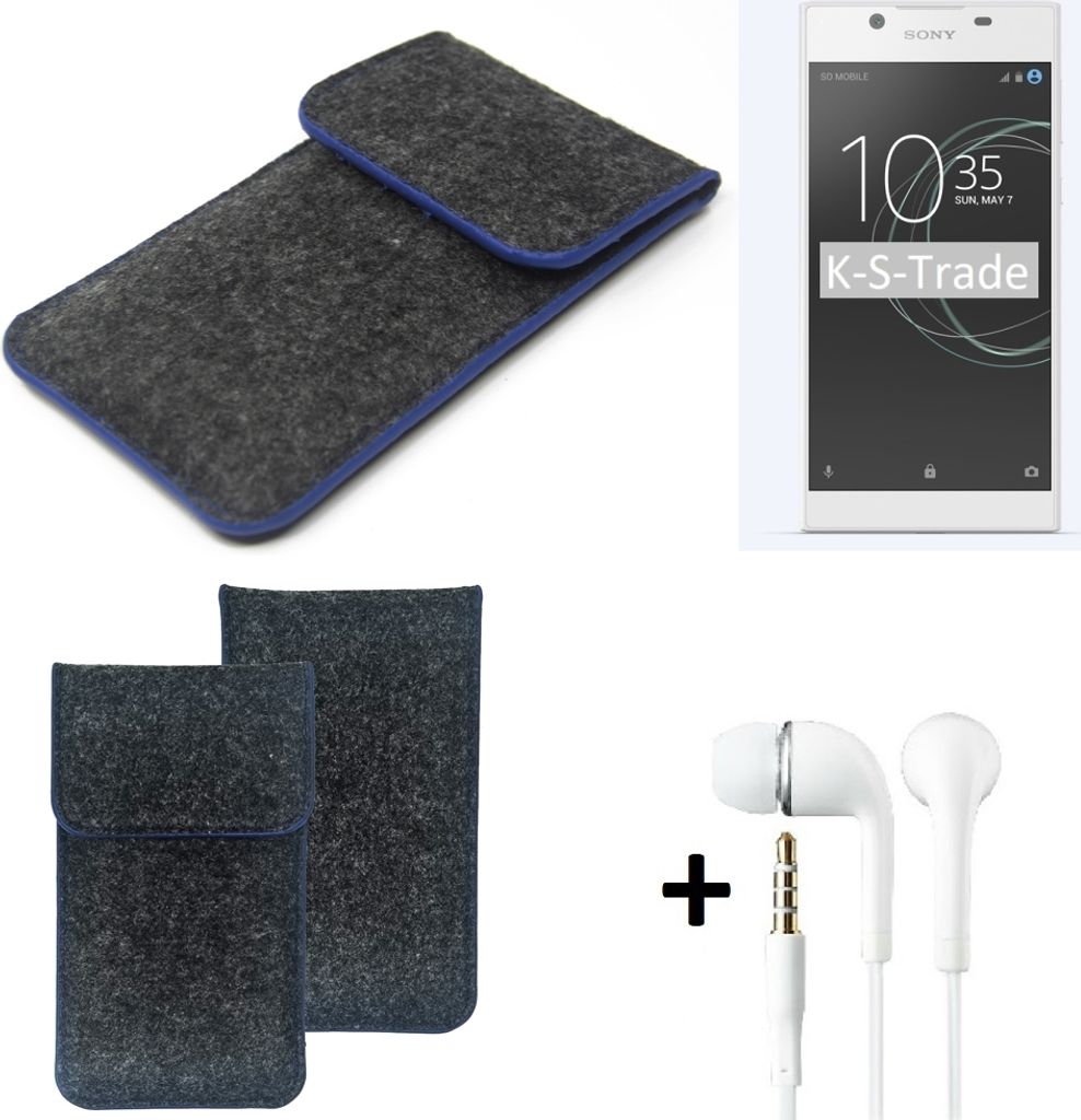 K-S-Trade Handy Schutz Hülle kompatibel mit Sony Xperia L1 Schutzhülle Handyhülle Filztasche Pouch Tasche Case Sleeve Filzhülle dunkelgrau, blauer