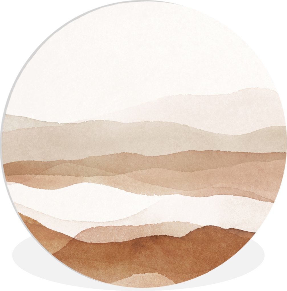 MuchoWow Rundes Wandbild - Runde Bilder Aquarell - Natur - Braun Ø 30 cm Kreis Wanddekoration Kunststoff - Wandkreis - Wandschmuck - Schlafzimme...